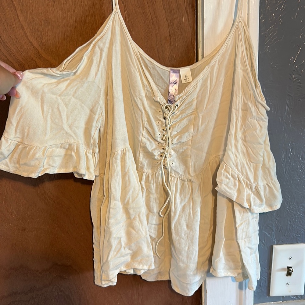 Cream off the shoulder top